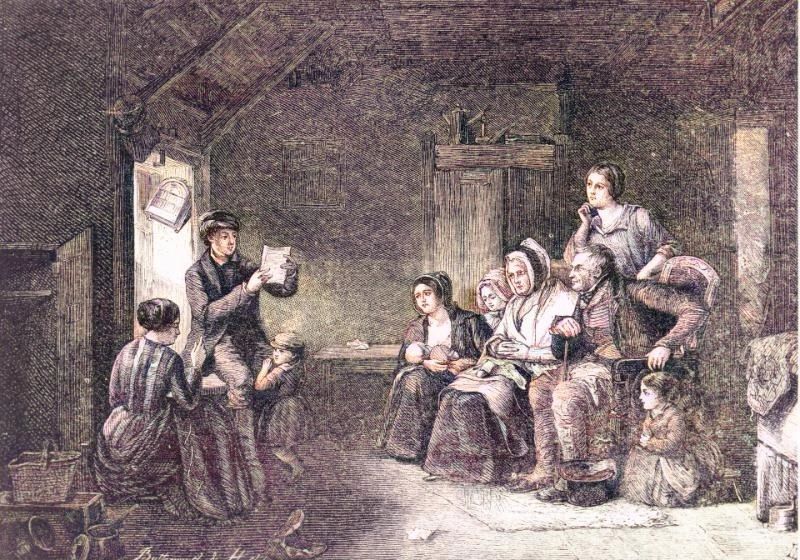 ‘First Letter From The Emigrant’ a 1849 work by Scottish painter Thomas Faed, inspired by his own family members immigrating to Canada. Provincial Archives of New Brunswick P210\205