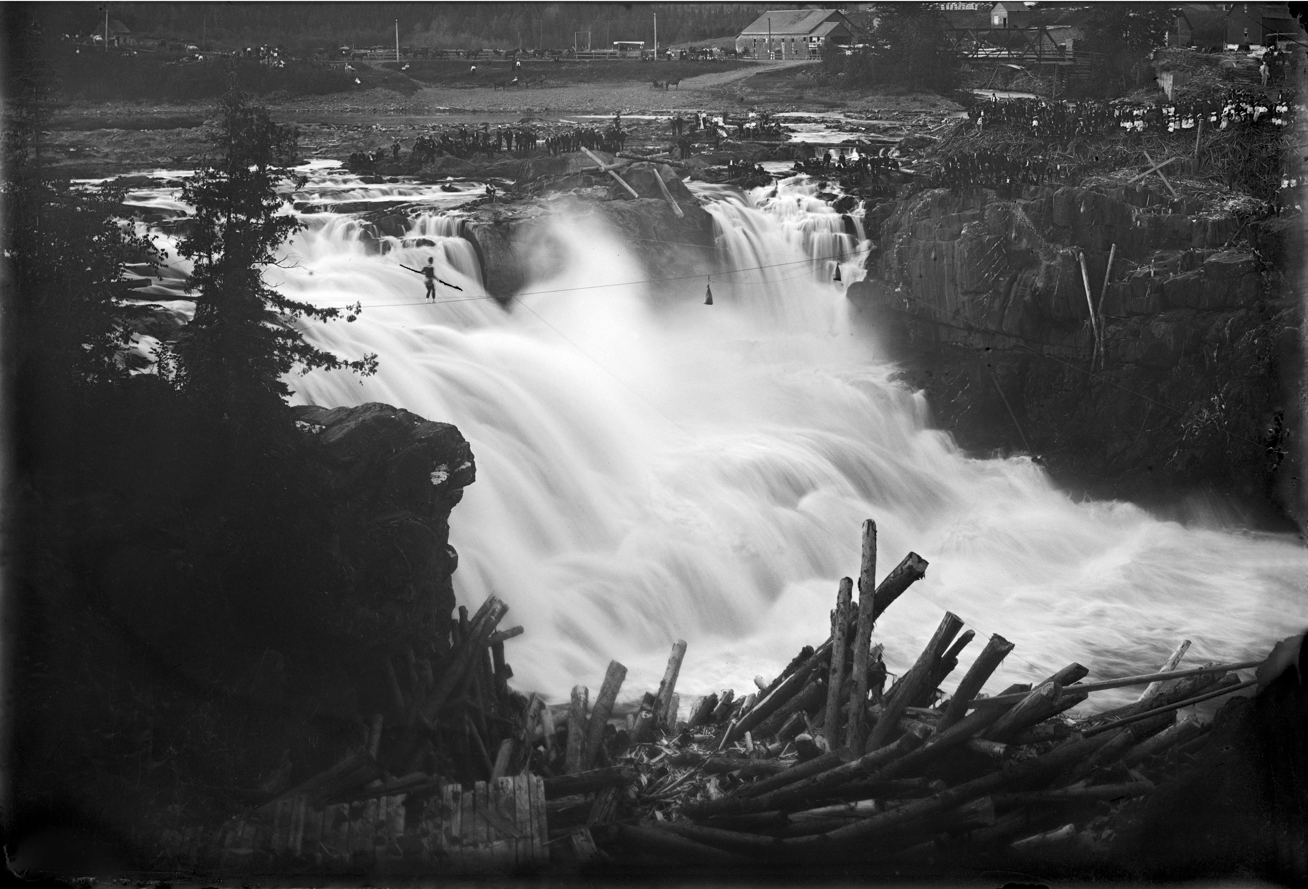 Tightrope walking over Grand Falls, Provincial Archives of New Brunswick P9\4