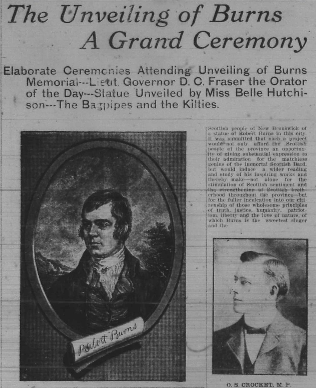 Front page story of the Daily Gleaner the day of the unveiling (note that reporter is STILL fixated on Belle Hutchison!)