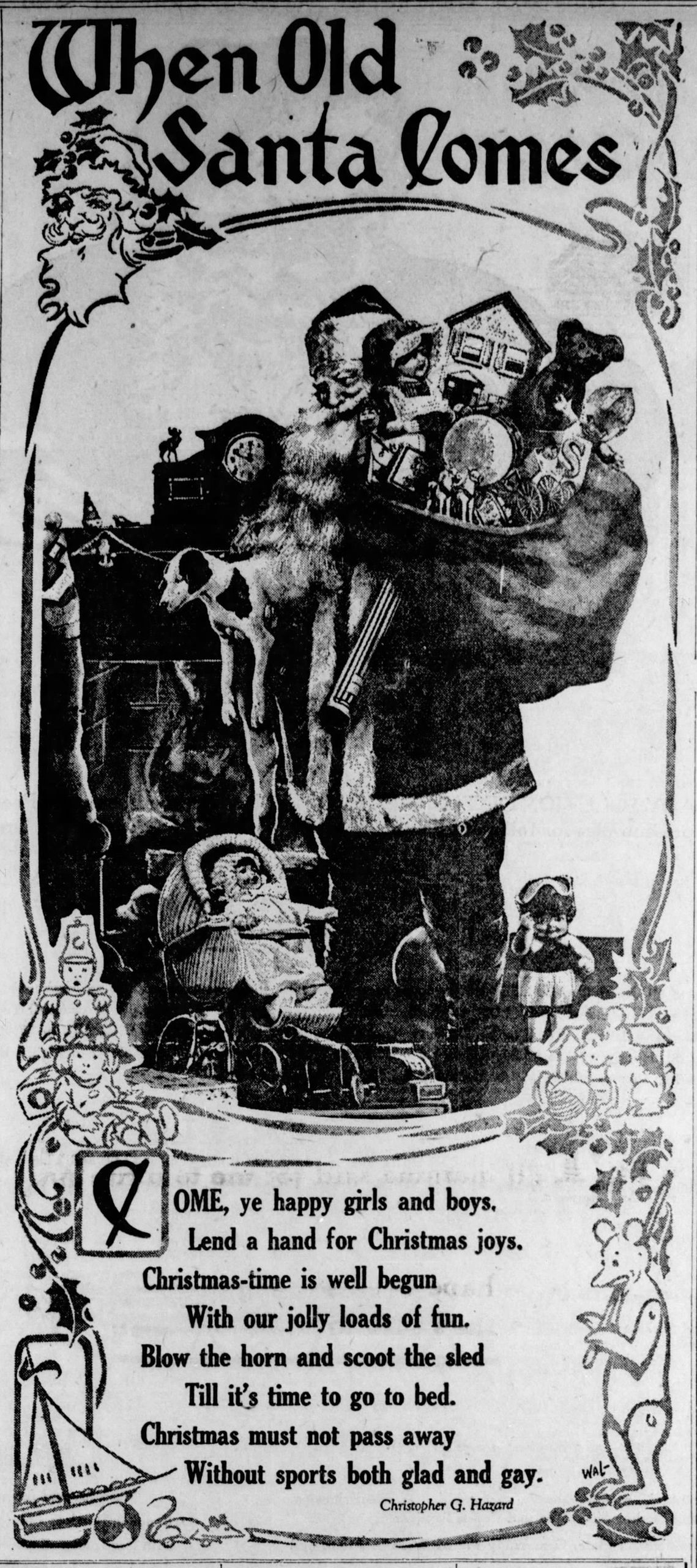 A little insert in the Telegraph-Journal showing Santa and his bag of goodies.