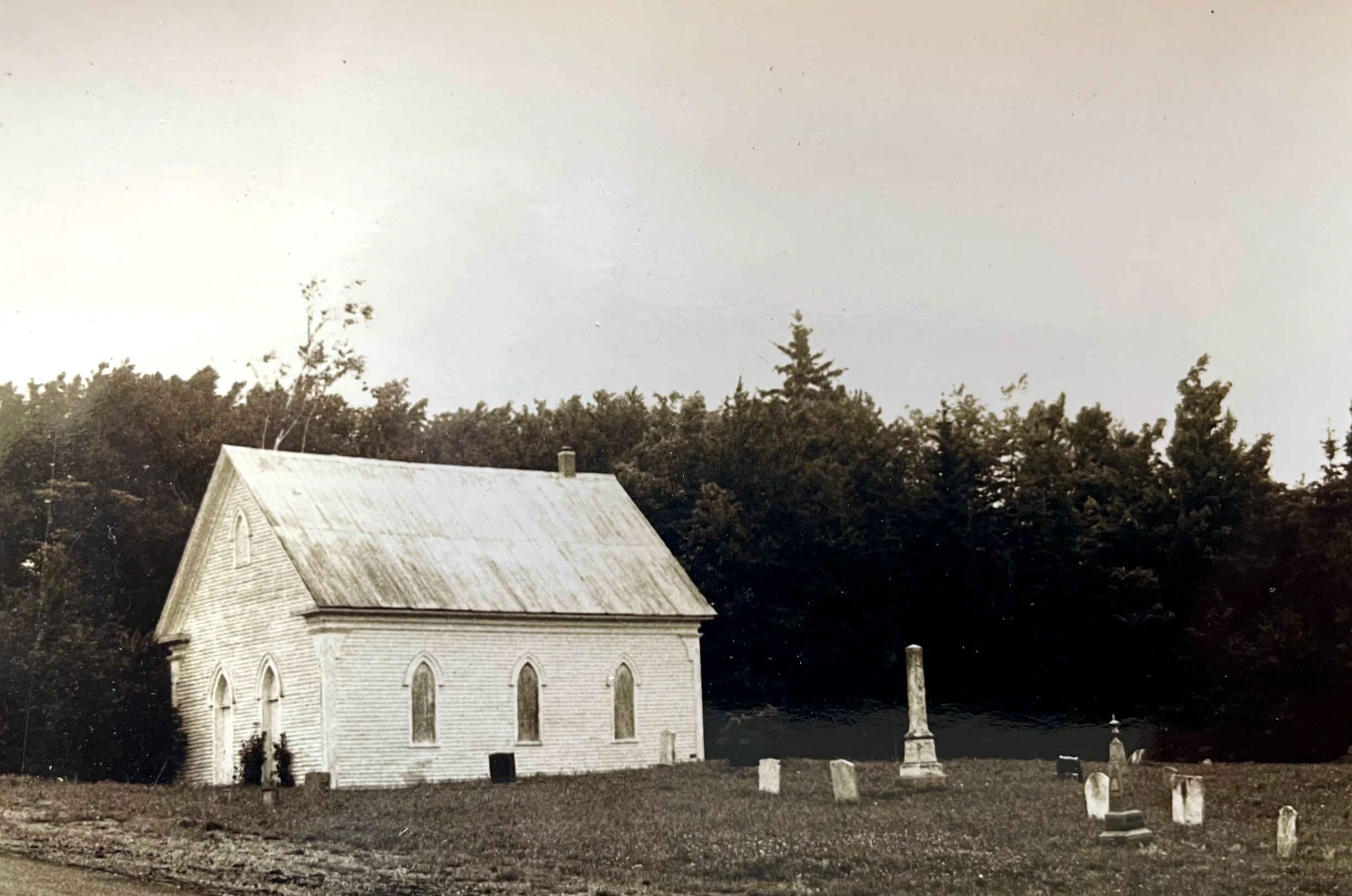 The Welsh Chapel in Cardigan is recognized as a New Brunswick Historic Site today. Construction only began in 1856, before that services were held in private homes. (Provincial Archives of New Brunswick MC3456)