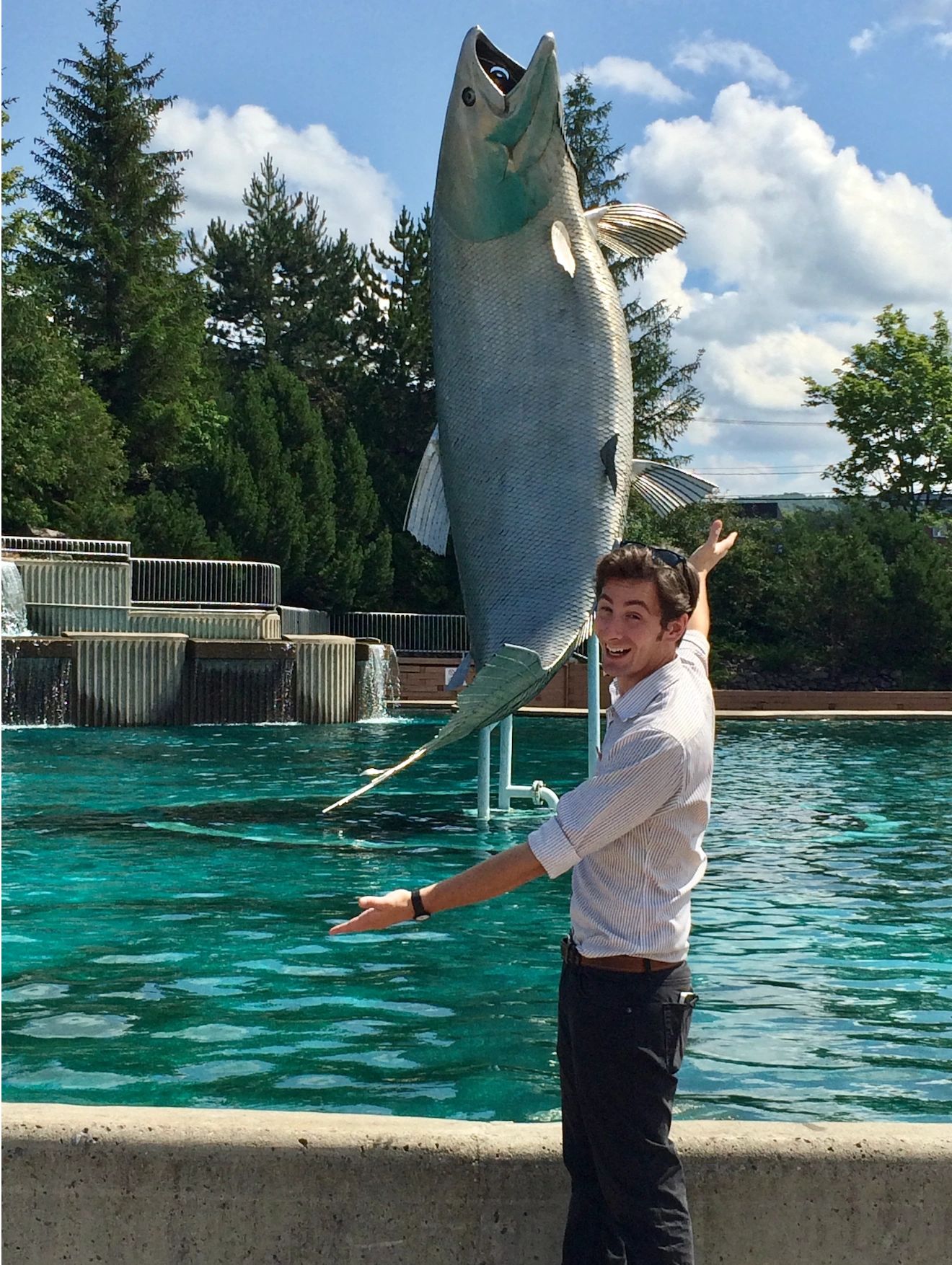 The author with Sam the salmon in Campbellton back in 2015.