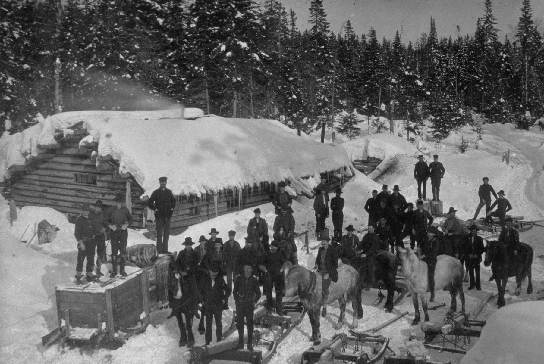 Lumberjacks working in the woods in the late 1800s. (Provincial Archives of New Brunswick)