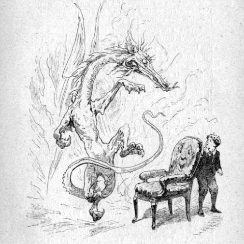 The snap dragons from Juliana Horatia Ewing's story Snap-Dragons illustrated by George Browne.