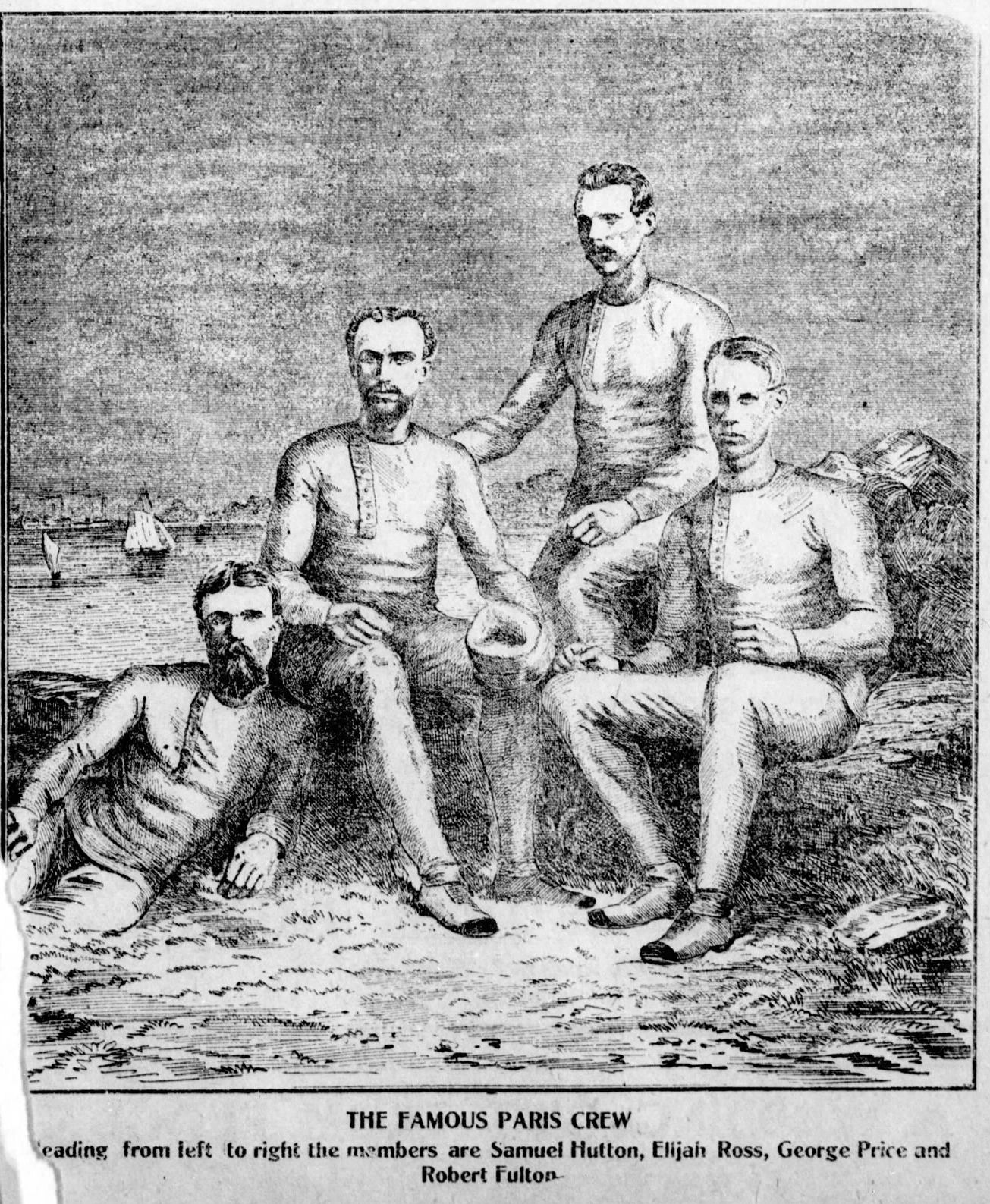 A sketch of "The Paris Crew" from their hometown's newspaper. (Daily Telegraph)