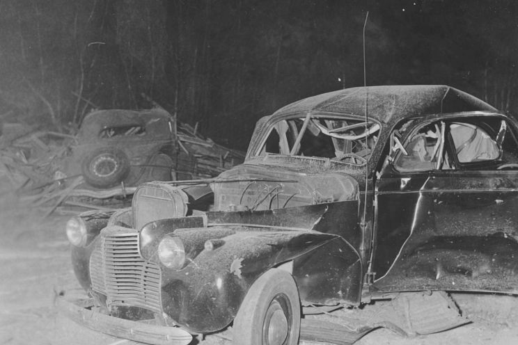 A car caught in the blasts (Halifax Municipal Archives CR6-067.2)